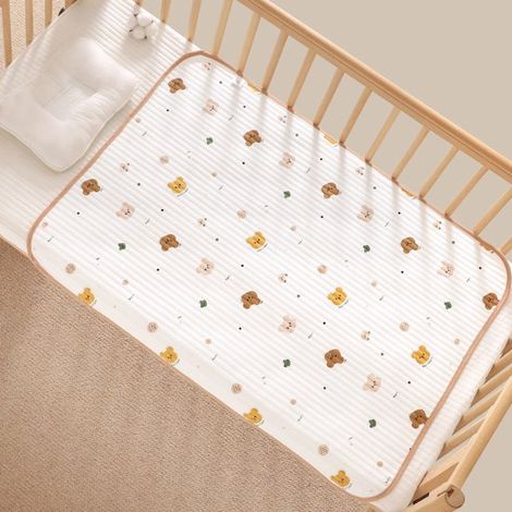 Fasciatoio impermeabile per neonati, assorbente per urina lavabile, 70 x 90 cm, TPU impermeabile, superficie in cotone, traspirante e a prova di perdite, per neonati (1/5)