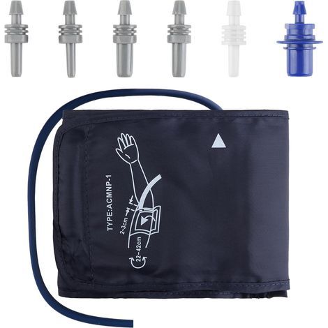 Brassard Tensiomètre de Remplacement 22-42cm Brassard Tensiometre Electrique Tension Bras Grande pour Adultes Avec 6 Connecteurs, Compatible avec la Plupart des Tensiomètres (Grand) (1/5)