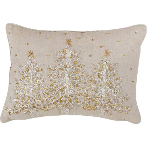Oreiller en Polycoton brodé pour Sapin de Noël avec Duvet Garni, 35,6 x 50,8 cm, Naturel (1/3)