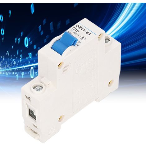 Disjoncteur miniature DZ47-63 C10 1P 230 V/400 V 10 A, montage sur rail DIN, pouvoir de coupure 6000 A (1/5)