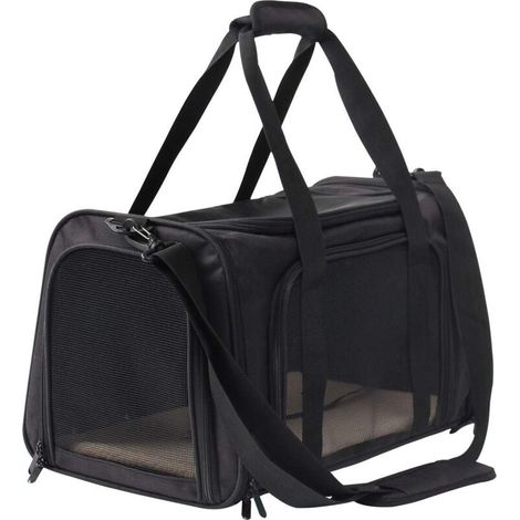 Borsa per il trasporto di cani e gatti, gabbia portatile pieghevole per animali domestici, nera (1/4)