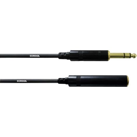 Rallonge audio [1x Jack mâle 6.35 mm - 1x Jack femelle 6.35 mm] Cordial CFM 10 VK noir 10.00 m (1/3)