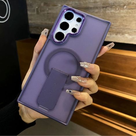 Étui de protection magnétique avec support et chargeur sans fil pour Samsung S23 (violet foncé) (1/5)