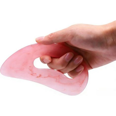 Gua Sha Massager with Handle – Resin Waist Massage Tool for Back, Neck, Face, Legs, Lymphatic Drainage, Circulation, Anti-Cellulite, Pink (1/5)