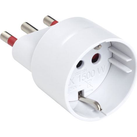 Adattatore da spina 16A a presa schuko 16A, bianco, serie Emilia Specialist - Rosi RS7701B