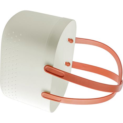 Panier de douche portable avec trous d'aération, grand panier de rangement portable en plastique avec poignées pour salle de bain, blanc (1/5)