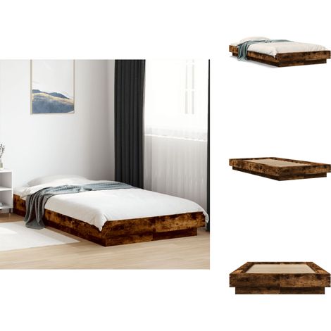 Cadre de lit sans matelas chêne fumé 100x200 cm - Cadre De Lit - Lit Double - Lit Moderne - Lit Chêne Fumé - Meuble Chambre À Coucher (1/5)