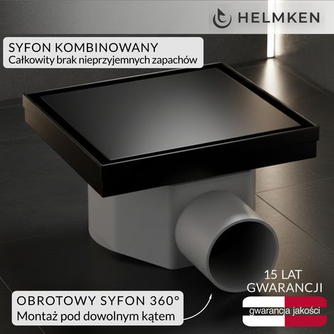 Helmken 37400002 Punktablauf, 150 x 150 mm, Mattschwarz (1/5)