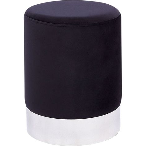 Pouf BRIGITTE Samtstoff Schwarz