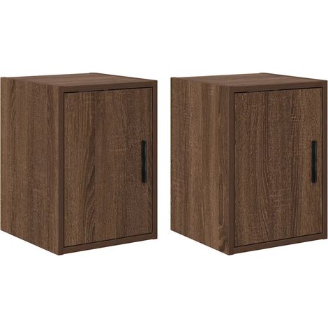 Lot de 2 armoires murales de garage chêne marron 30 x 30 x 41 cm rangement pratique style moderne en bois d'ingénierie (1/5)