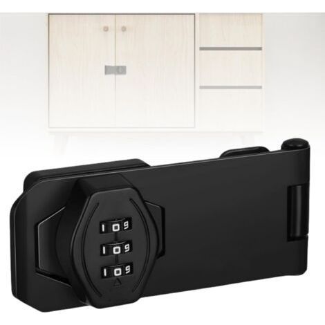 Cadenas à combinaison pour armoire, cadenas de porte de 10 cm (4 pouces), verrou de sécurité à pêne rotatif pour tiroir de cuisine, armoire de bureau (noir) (1/5)