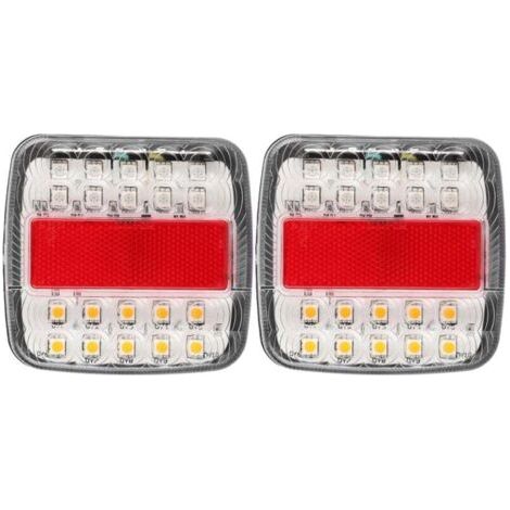 2 luces traseras LED de doble color de 12V/24V y 20 LED para remolque de camión (cubierta blanca).