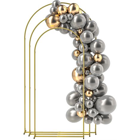 Ensemble de pliable pour salon pour jardin arches métal roses, 220/200/180 revêtement poudre doré, patio terrasse. (1/5)