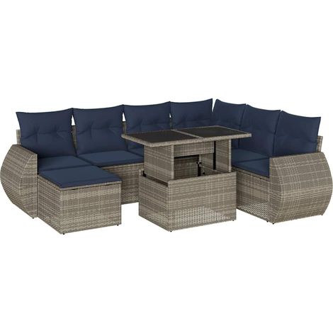 Maison Exclusive - Set Divani da Giardino 8 pz con Cuscini Grigio in Polyrattan (1/5)
