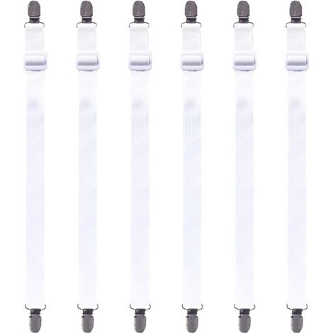 6 tendeurs de draps ajustables, sangles élastiques avec clips métalliques, pour draps housse, protège-matelas et nappes, usage chambre bébé ou lit adulte (1/5)