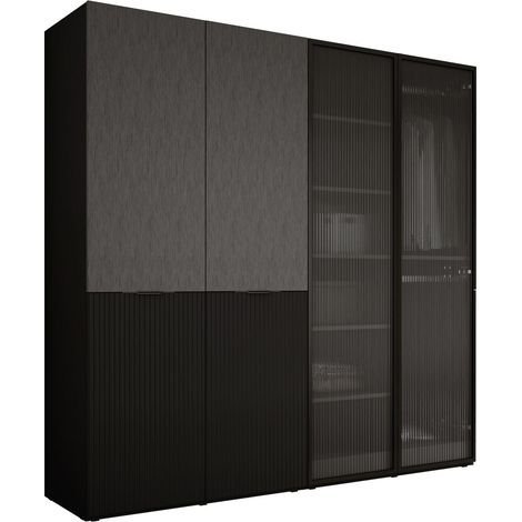 Armoire : Graphite Noir / Verre Rainuré, 200 x 200 x 51 cm (1/5)