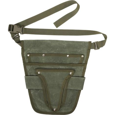 Sacoche à outils type ceinture - Pochette à outils - Ceinture porte-outils - Sac de rangement pour outils - Bricolage - 30 x 28,5 cm - Vert (1/5)