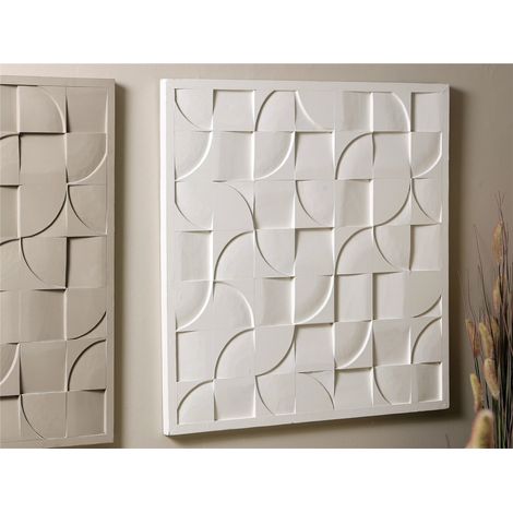Geschnitzte Platte in verschiedenen Tiefen, Weiß, 90 x 90 cm. 90 x 3 x 90 cm (1/3)