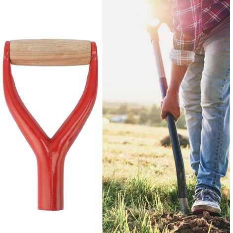Manche de pelle en fer en forme de Y, bêche en fer, manche de fourche en acier, diamètre intérieur de 3,1 cm, rouge. (1/5)