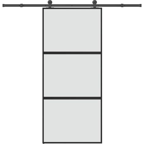 Schiebetür mit Beschlag 90x205 cm Hartglas & Aluminium
