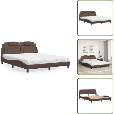 Sommeil de qualité - vidaXL Lit Viana avec matelas marron 160x200 cm similicuir - Confort de sommeil (1/5)