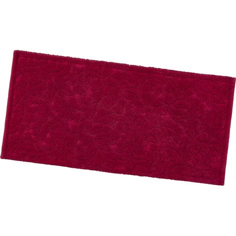 Tappeto Morbido Cotone Tinta Unita Scendiletto Bagno Camera Assorbente Antiscivolo Bordeaux - 53x110 cm