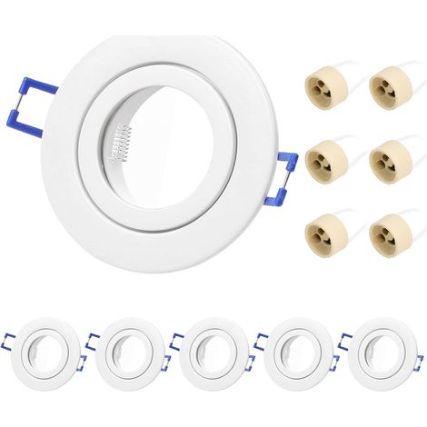 Lot de 6 Cadres Spots GU10 IP44 Spot etanche,livré avec douilles GU10, pour salle de bain salle d'eau douche extérieur,Cadre de Montage encastré Pour lampes halogènes MR16 led module (1/5)