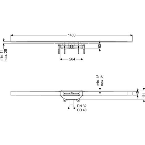 KESSEL 45300.14 Gouttière de douche Linearis Infinity 60