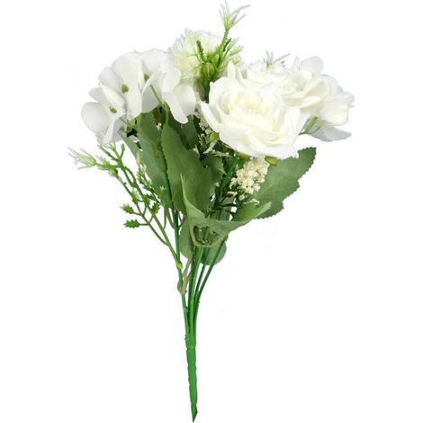 Bouquet de 6 fleurs mélangées avec de l'ail, 32 cm, blanc (1/3)