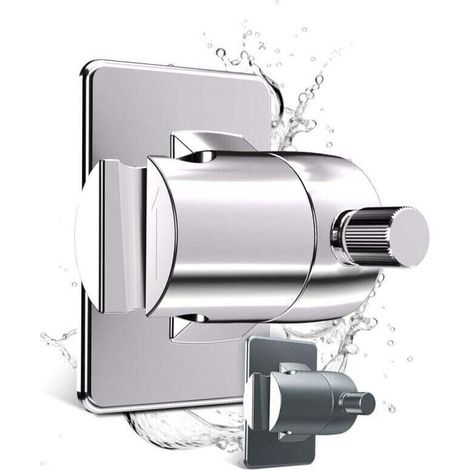 Support Pommeau De Douche - Adhésif Sans Perçage - Charge Max 10 Kg - Rotation 360° - Pour Carrelage Verre Métal Bois Lisse - 1 Pièce (1/4)