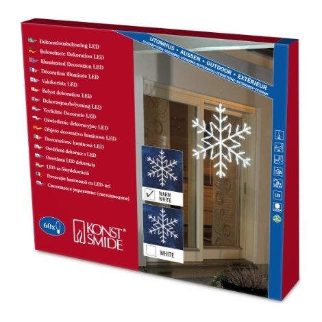 KONSTSMIDE 4460-103 FLOCONS ACRYLIQUES 60 LED BLANC CHAUD + CÂBLE TRANSPARENT 24 V
