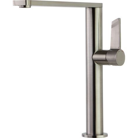 Grifo de Fregadero de Cocina Monomando Níquel Cepillado de Líneas Rectas (1/4)