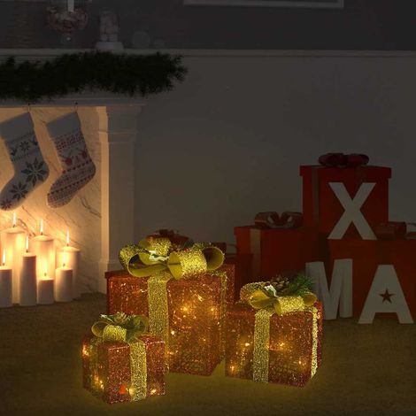 vidaXL Decorative Christmas Gift Boxes 3 pcs Red Outdoor Indoor (1/5)