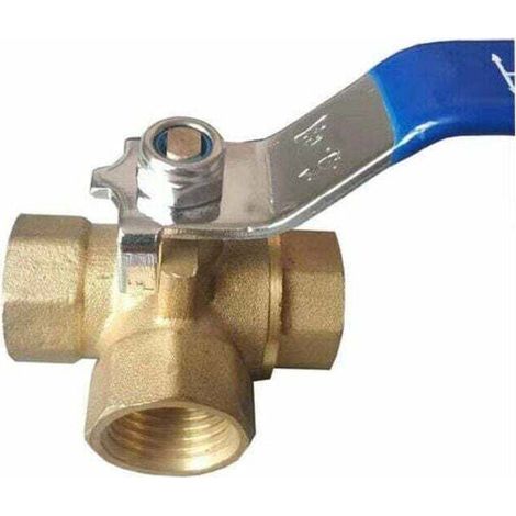 Vanne à 3 Voies,Vanne Bille Laiton 1/2",Trois Voies En Laiton Adaptateur Valve Connecteur À Billes Macaron
