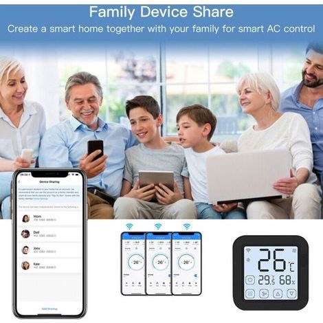 Tuya Smart Wifi IR Klimaanlagen-Controller-Thermostat mit LCD-Bildschirm, App-Steuerung, Temperatur- und Feuchtigkeitssensor, kompatibel mit Alexa Home für Mini-Split- und mobile Klimaanlagen (1/5)