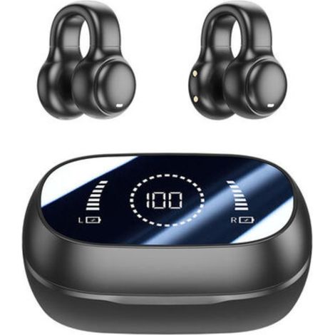 Écouteurs Bluetooth Sans Fil en Clip d'Oreille avec Etui de Chargement et Affichage Numérique