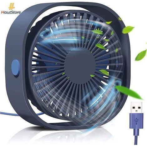 Leiser USB-Ventilator, 3 Geschwindigkeitsstufen, tragbar für Büro und Reisen