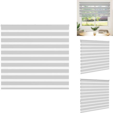 Store zèbre gris clair largeur du tissu 150,9 cm polyester - Store Zébré - Stores Zébrés - Store À Enrouleur Zébré - Double Store À Enrouleur (1/5)