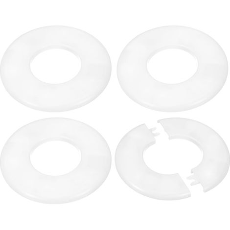 Brida divisora ​​de pared de 2"/51 mm, paquete de 4, roseta redonda autoadhesiva de ABS para grifos y tuberías de agua, color blanco (1/5)