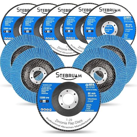 Disques à lamelles 125mm, 10 paquets de Disques de ponçage pour meuleuse d'angle en zircone 60 grains des joints de soudure abrasifs en oxyde d'aluminium Type 29 (1/5)