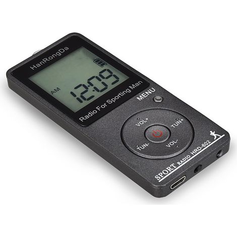 Radio portable FM/AM avec bouton de verrouillage, radio de poche, écouteurs et podomètre de sport