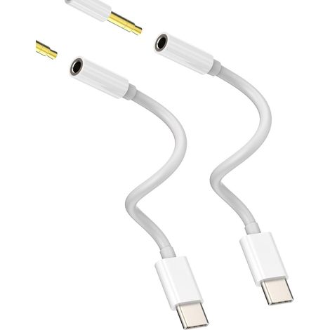 Adaptateur USB C Jack vers 3.5mm Ecouteur(Lot de 2) Casque Adapter Écouteur USB-C Prise Audio Compatible pour Samsung Galaxy Apple iPhone 15 Pro Max Plus iPad Air Mini Huawei Xiaomi Redmi Câble (1/5)