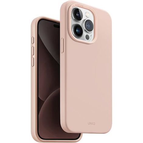 Étui de chargement Magclick UNIQ Lino Hue pour iPhone 15 Pro 6,1" rose/rose poudré (1/4)