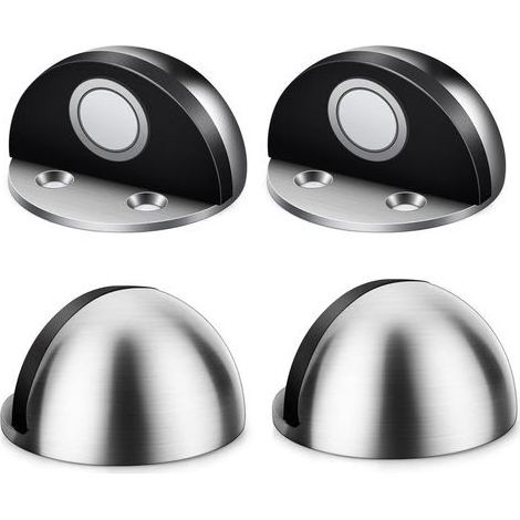 Butoir de Porte 4 Pièces Butoir Porte Magnetique Acier Inoxydable Arrêts de Portes Door Stoppers avec Vis de Montage et 3M Colles pour Protéger la Porte et Mur Chambre à Coucher Salon Cuisine(Argent) (1/5)