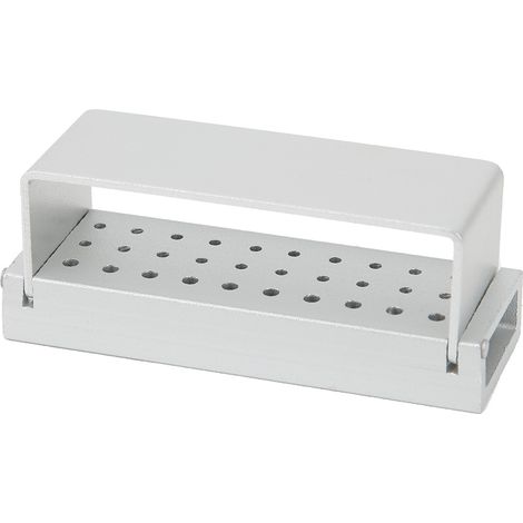 Étui à outils dentaires en acier inoxydable, 30 trous, pour la désinfection des fraises dentaires, argent. (1/5)