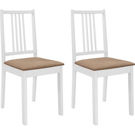 Chaises à manger, Chaises à dîner, Fauteuils de Relaxation avec coussins lot de 2 blanc bois solide BGT52627 (1/5)