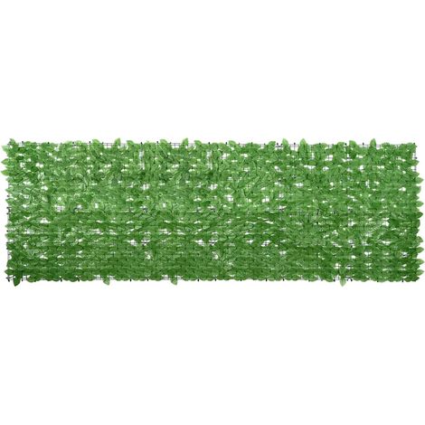 vidaXL Balcony Screen with Green Leaves 300x100 cm