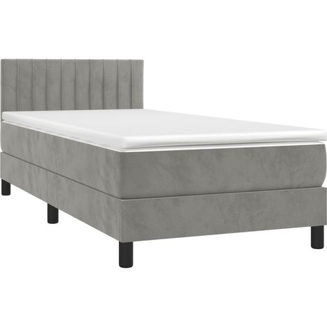 Box Spring Bed with Mattress&LED Light Grey 80x200cm Velvet vidaXL