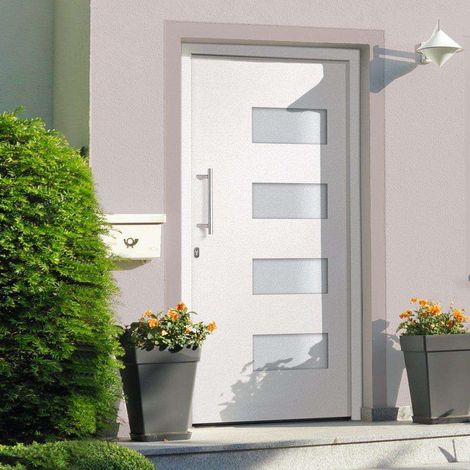 vidaXL Porte d'entrée Aluminium et PVC Blanc 110x210 cm (1/5)