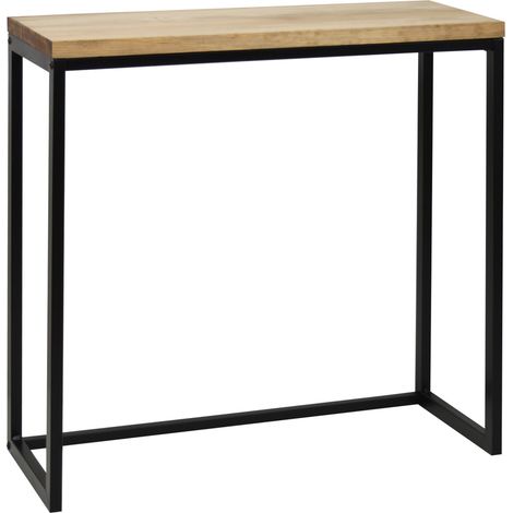Recibidor madera maciza y acero modelo Design acabado negro texturizado y Efecto madera envejecida medidas 300x780x800mm